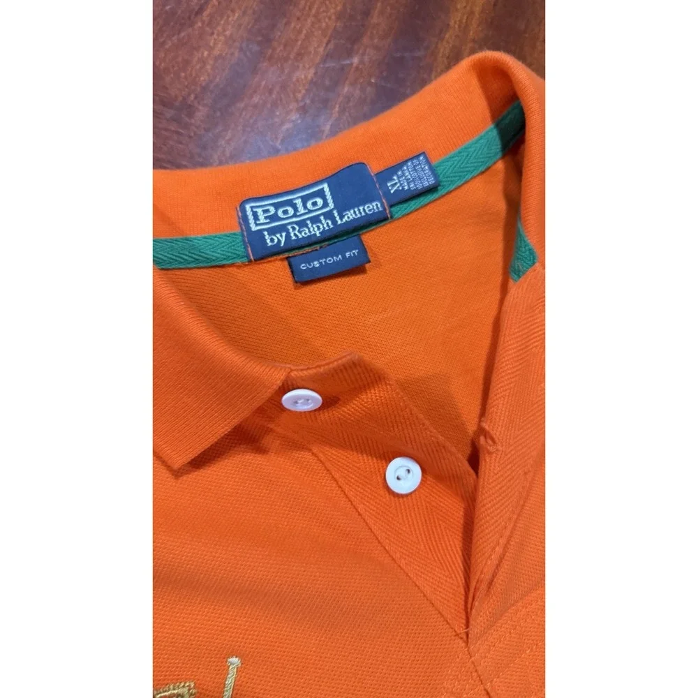 Polo Ralph Lauren Custom Fit Crest Shirt Golf Patch‎ Orange X-Large 100% Cotton